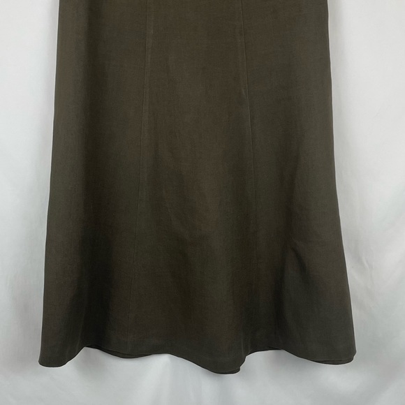 Talbots 100% Irish Linen Olive Green Midi Skirt NWOT - Picture 4 of 11